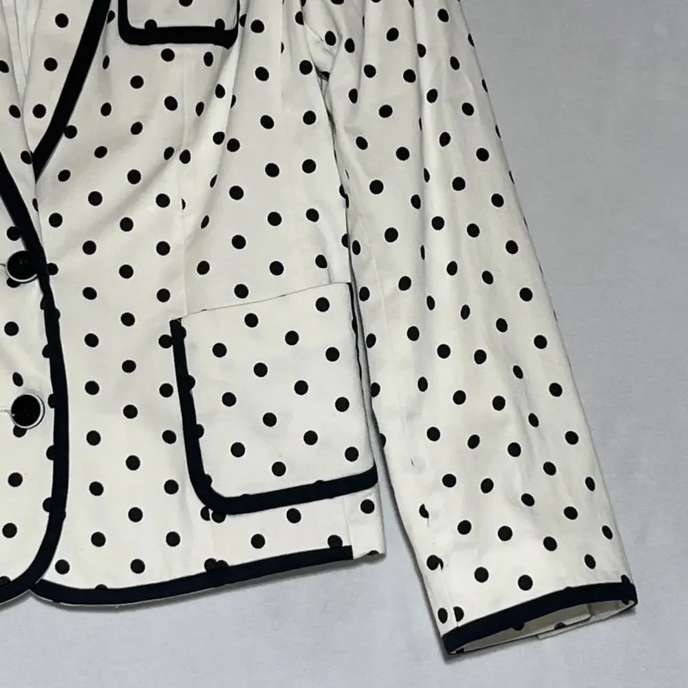 Express Blazer Jacket Womens 4 Black White Polka Dot Cotton Stretch Office Work